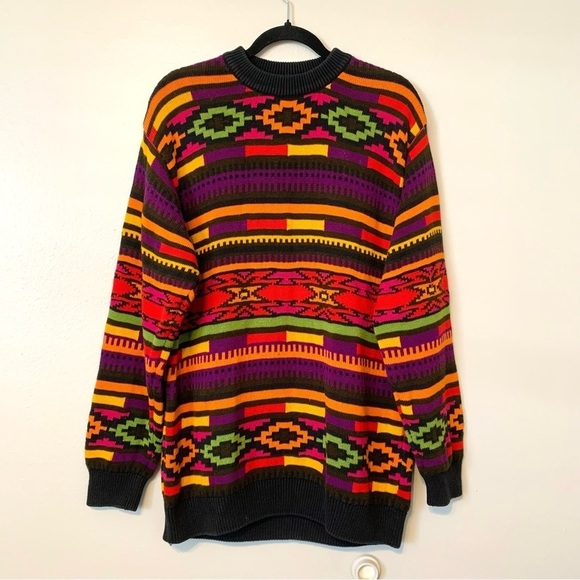 United Colors of Benetton Mens Southwest Aztec sweater EUC - Picture 1 of 6